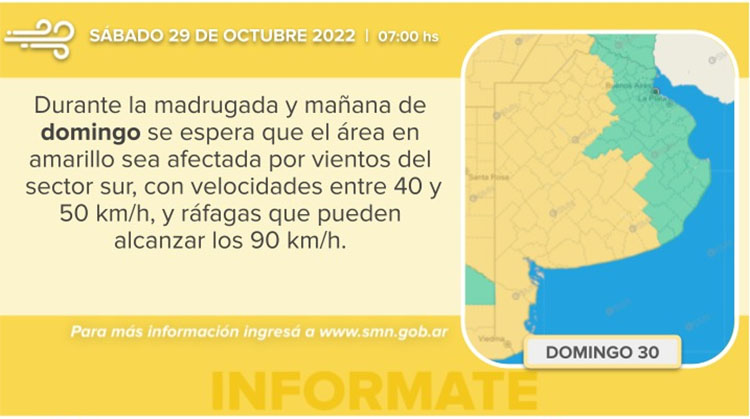 Pron&oacute;stico de tormenta,  viento y descenso de temperatura 
