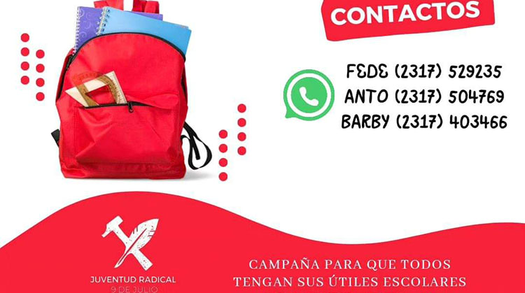 La Juventud Radical se pone  la "Mochila Solidaria" 